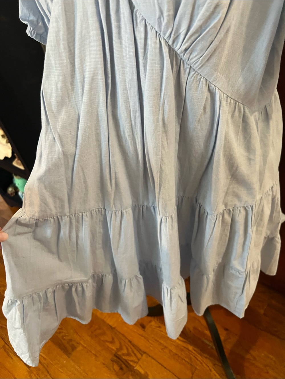 Simply Southern Light Blue Tiered Dress Small Scallop Trim Cottagecore - Picture 7 of 10